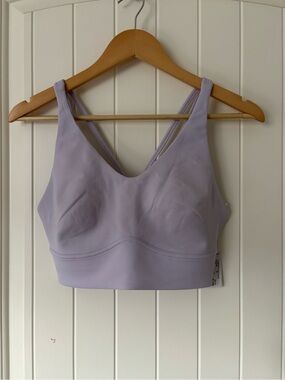lululemon In Alignment Longline Bra Lavender Dew Size 10 NWT Fitness Workout